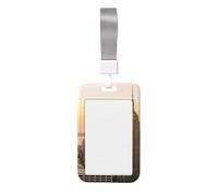 Empire State Building Printed Id Card Badge Holder with Neck Strap Waterproof Name Card Holder Plastic Vertical Sleeve Pocket