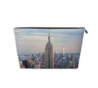 Empire State Building Printed Travel Cosmetic Bags with Gold Zipper Makeup Organizer Cosmetic Case Toiletry Bag for Women Mom Girls