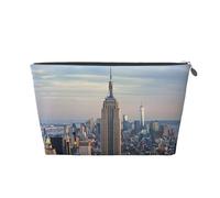 Empire State Building Printed Travel Cosmetic Bags with Silver Zipper Makeup Organizer Cosmetic Case Toiletry Bag for Women Mom Girls