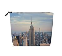 Empire State Building Printed Travel Makeup Bag Imitation Linen Cosmetic Bags Waterproof Cosmetic Case Organizer for Women