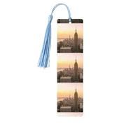 Empire State Building Printing 5 Pieces Wooden Bookmark for Men Women Cool Bookmarks Craft Book Marks for Reading Book Lovers