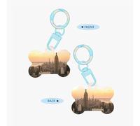 Empire State Building Printing Acrylic Dog Bone Ornament,Dog Tags Personalized Pet Ornament, Key Chain Bone Shaped Id Tags