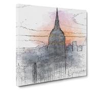 Empire State Building Sunset Canvas Print | Gallery Wrapped 30mm Frame Wall Art | 20x20 inches | Ready to Hang | Abstract Landscape Picture | Living Room Bedroom Lounge Office