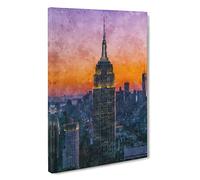 Empire State Building Sunset Canvas Print | Gallery Wrapped 30mm Frame Wall Art | 30x20 inches | Ready to Hang | Abstract Landscape Picture | Living Room Bedroom Lounge Office