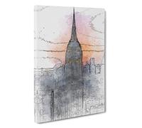 Empire State Building Sunset Canvas Print | Gallery Wrapped 30mm Frame Wall Art | 30x20 inches | Ready to Hang | Abstract Landscape Picture | Living Room Bedroom Lounge Office