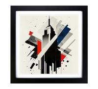 Empire State Building Suprematism Framed Print | 18x18 Inch Black Framed Wall Art | Ready to Hang | Modern Cityscape Picture | Living Room Bedroom Lounge Office