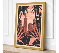 Empire State in Palms Vintage Canvas Wall Art Print 18x12 Inch