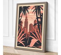 Empire State in Palms Vintage Canvas Wall Art Print 30x20 Inch