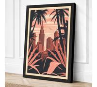 Empire State in Palms Vintage Canvas Wall Art Print 30x20 Inch (76 x 51 cm)