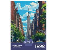 Empire State New York 1000 Piece Jigsaw Puzzle, Old Europe Travel Artwork, Decorative Artwork, Matte Printed Jigsaw, Family Night Game for Adults, 70x50cm/1000pcs