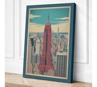 Empire State Skyline Vintage Canvas Wall Art Print 24x16 Inch (61 x 41 cm)