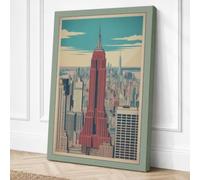 Empire State Skyline Vintage Canvas Wall Art Print 24x16 Inch (61 x 41 cm)