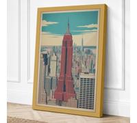 Empire State Skyline Vintage Canvas Wall Art Print 24x16 Inch (61 x 41 cm)