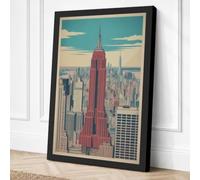 Empire State Skyline Vintage Canvas Wall Art Print 30x20 Inch (76 x 51 cm)