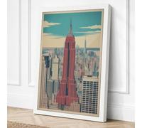 Empire State Skyline Vintage Canvas Wall Art Print 36x24 Inch