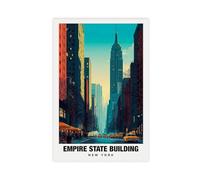 Empire State Travel Print - New York Canvas Poster Bedroom Decor Landscape Office Room Decor Gift 16x24inch(40x60cm)