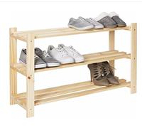 Empire Sterling 3 Tier Part-Assembled Shoe Rack - Solid Unfinished Pine