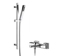 Empire Wall Mount Thermostatic Bath Shower Mixer Tap with Square Slide Rail Kit - Chrome - Balterley