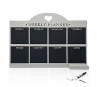 Empire Weekly Planner and Menu Board for Kitchen, Large Wall Mounted Dry Erase Meal Planner with a Pen, to Do List, Grey