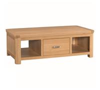 empire wooden coffee table with 1 drawer in oak
