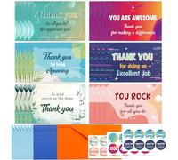 Employee Appreciation Cards Bulk with Envelopes & Stickers, 24 Pcs Modern Thank You Card Set for Staff Coworkers, Work Anniversary Gratitude Affirmation Cards for Teachers Nurses Teams