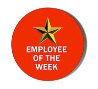 Employee of The Week RED 10 x 56mm Vinyl Stickers Pack of 10