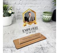 Employee Of The Year Gold Frame Photo Gift Employee Personalised Gift Plaque - Acrylic Plaque, Personalised Thank You Present Gift Congratulations Present Gift