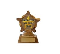 Employee of the Year Trophy Award Premier Star Antique Gold 120mm Heavy Resin Free Engraving -troshow1-B