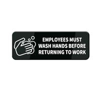 Employees Must Wash Hands Before Returning To Work Sign 8"X3" Black White Acrylic Self Stick Door Wall Decal For Offices Businesses House Home
