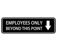 Employees Only Beyond This Point Down Arrow Acrylic Sign For Office Door Wall Home And Business, Easy To Mount Informative Plastic Sign With Symbols 10" X 3"