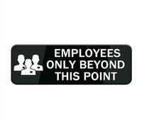 Employees Only Beyond This Point Sign Stickers 8X3 Inch Acrylic Plaque With Strong Adhesives For Door Office Business Outdoor White Letters On Black Background