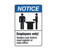 Employees Only Vendors And Visitors Register At Main Office Warning,Visitor Security Metal Signs for Busines Home Yard Garage Street Wall Caution Decor 12x8 Inch
