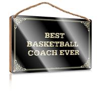 Employees Only Wood Sign Plaque/Wooden Plaque & Aesthetic Desk Accessory - Rustic Farmhouse Bathroom Decor | Cool Bathroom Decor, Best Basketball Coach Ever