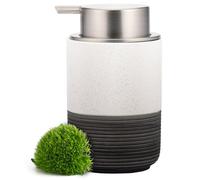 EMPO Ceramic Hand Soap Dispenser with Embossed Pressed Foam, 300ml Large Facial Cleansing Bottle and Liquid Soap Dispenser for Kitchen Bathroom Mousse Lotion Pump (White)