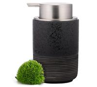 EMPO Ceramic Hand Soap Dispenser with Embossed Pressed Foam, 300ml Large Facial Cleansing Bottle and Liquid Soap Dispenser for Kitchen Bathroom Mousse Lotion Pump (Black)