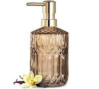 EMPO Clear Glass Soap Dispenser with ABS Plastic Pump, Crystal Lotion Dispensers for Kitchen Sink, Bathroom (Brown)