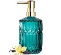 EMPO Clear Glass Soap Dispenser with ABS Plastic Pump, Crystal Lotion Dispensers for Kitchen Sink, Bathroom (Ocean Teal)
