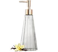 EMPO Vintage Elegant Glass soap Dispenser, Liquid soap/sanitizer/Shampoo Bottle with Pomp, Rustic Farmhouse Decor Hand Soap Dispenser Bathroom Accessories (Clear)
