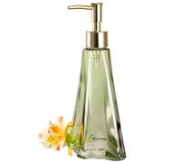 EMPO Vintage Elegant Glass soap Dispenser, Liquid soap/sanitizer/Shampoo Bottle with Pomp, Rustic Farmhouse Decor Hand Soap Dispenser Bathroom Accessories (Ripple Yellow-Green)