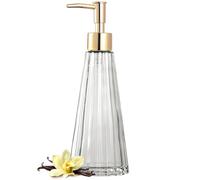 EMPO Vintage Elegant Glass Soap Dispenser, Liquid Soap/Sanitizer/Shampoo Bottle with Pump, Rustic Farmhouse Decor Crystal Hand Soap Dispenser Bathroom Accessories (Clear)