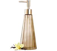 EMPO Vintage Elegant Glass Soap Dispenser, Liquid Soap/Sanitizer/Shampoo Bottle with Pump, Rustic Farmhouse Decor Crystal Hand Soap Dispenser for Kitchen Sink, Bathroom Accessories (Brown)
