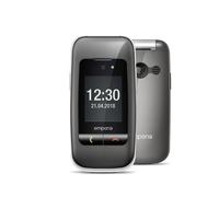 emporiaONE, Senior Phone, Flip Phone Without Subscription, Mobile with Emergency Button, 2.4 Inch Display, Space Grey/Silver