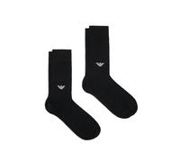 Emporio Armani 2 Pack Eagle Ribbed Socks Black - One size
