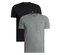 Emporio Armani 2 Pack Lounge Crew T-Shirts, Grey Melange/Black - L