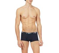 Emporio Armani Men's Basic-Essential Monogram 3-Pack Trunk Boxer Shorts, White/Black/Marine, S (Pack of 3)