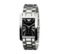 Emporio Armani AR0156 Classic Black Dial Rectangle Silver Tone Men's Watch