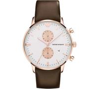 Emporio Armani AR0398 Men Gianni Classic White Dial Brown Leather Watch