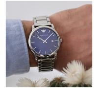 EMPORIO ARMANI AR11089 MENS WATCH SILVER STRAP BLUE DIAL SILVER CASE