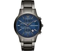 NEW ARMANI MENS CHRONOGRAPH WATCH AR11215 BLUE DIAL GUNMETAL STRAP, COA