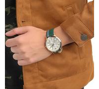 EMPORIO ARMANI AR11233 MEN'S WATCH GREEN STRAP SILVER DIAL GOLD CASE